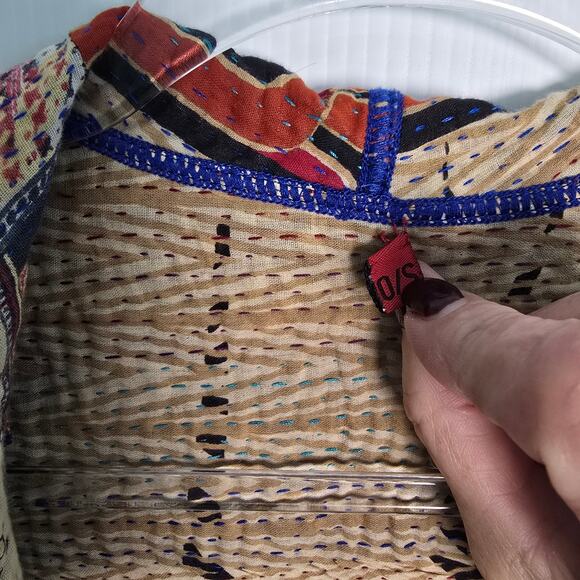 Mieko Mintz Short Kantha Open Kimono Jacket Reversible Lagenlook OS - Picture 8 of 10